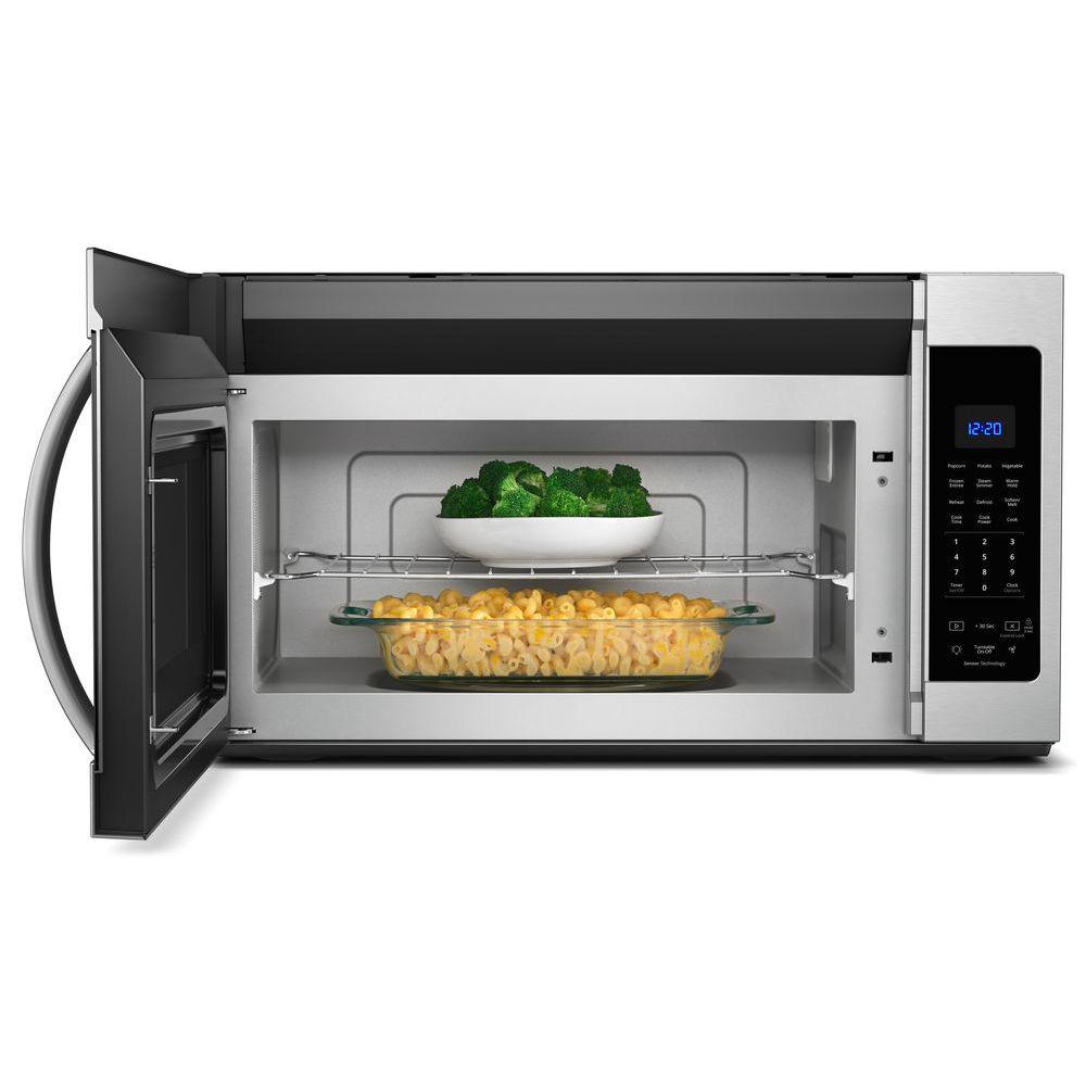 Whirlpool 1 9 Cu Ft Over The Range Microwave In Fingerprint 13 Whirlpool