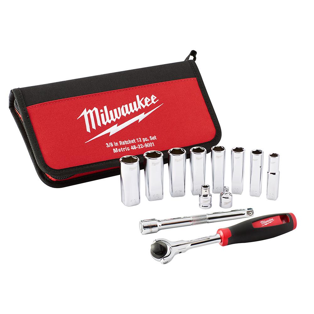 Milwaukee 3/8 inch Drive Metric Socket Set (12-Piece) by Milwaukee