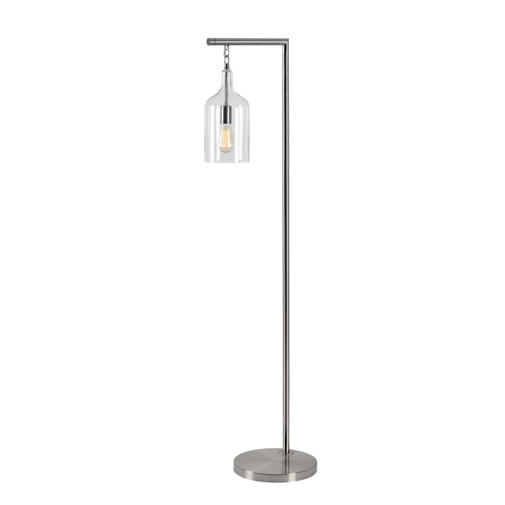 Kenroy Home Capri 61 In Brushed Steel Floor Lamp With Clear Glass Shade