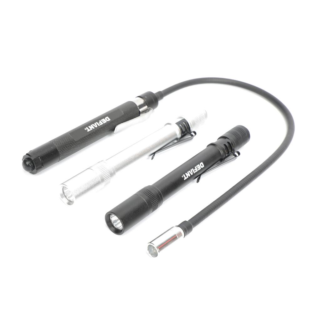 Aluminum Defiant Flashlights Accessories Safety Security Led Penlight And Mini Flex Light Combo 3 Pack