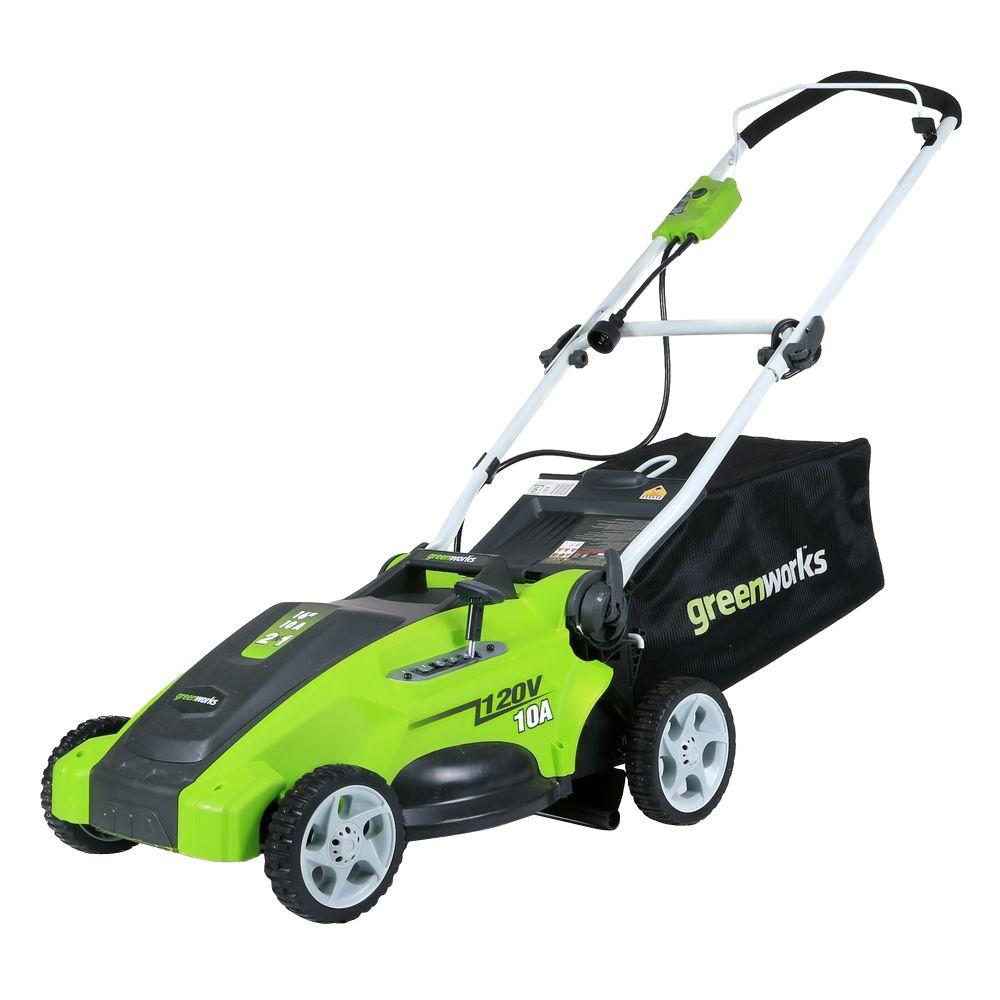 Greenworks Push Lawn Mowers The Home Depot 16 In 10 Amp Corded Electric Walk Behind Push Mower