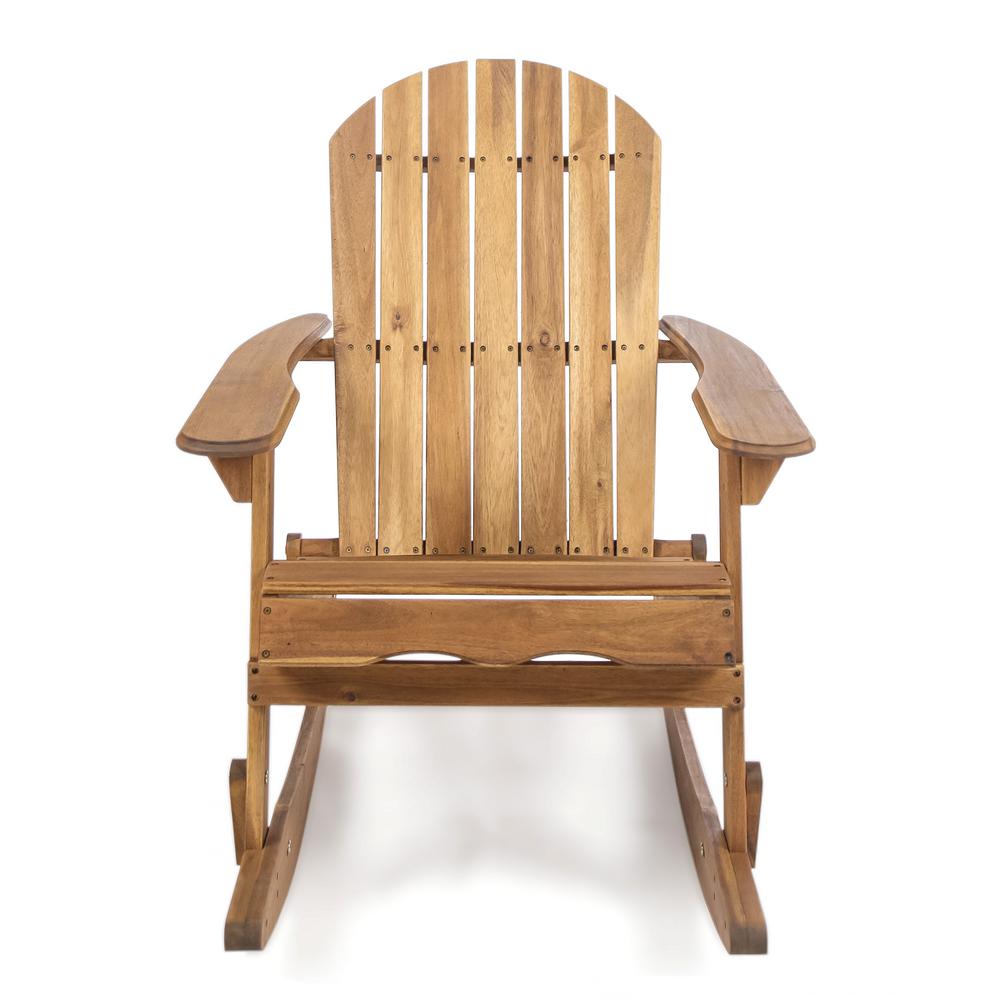 Noble House Rocking Natural Stained Wood Adirondack Chair-304034 - The