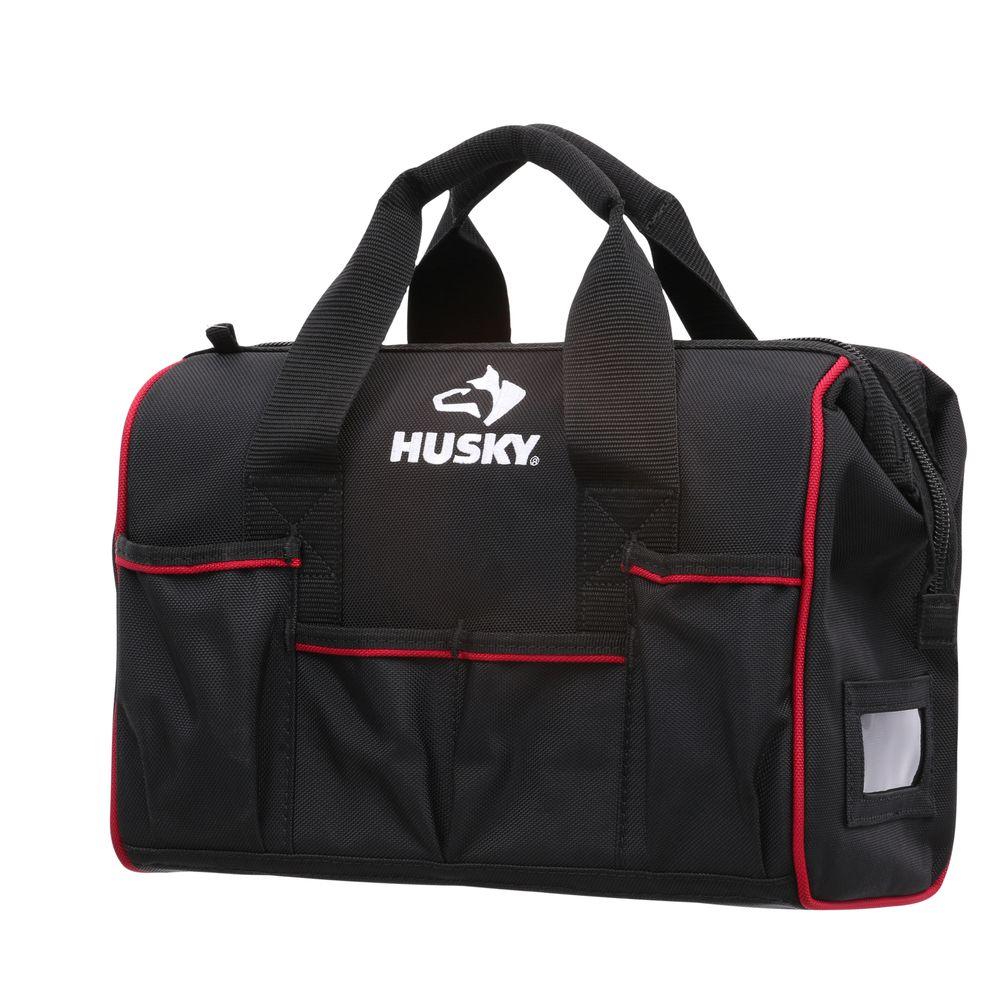 UPC 829676127596 product image for Husky 14 in. Large Mouth Tool Bag, Black | upcitemdb.com