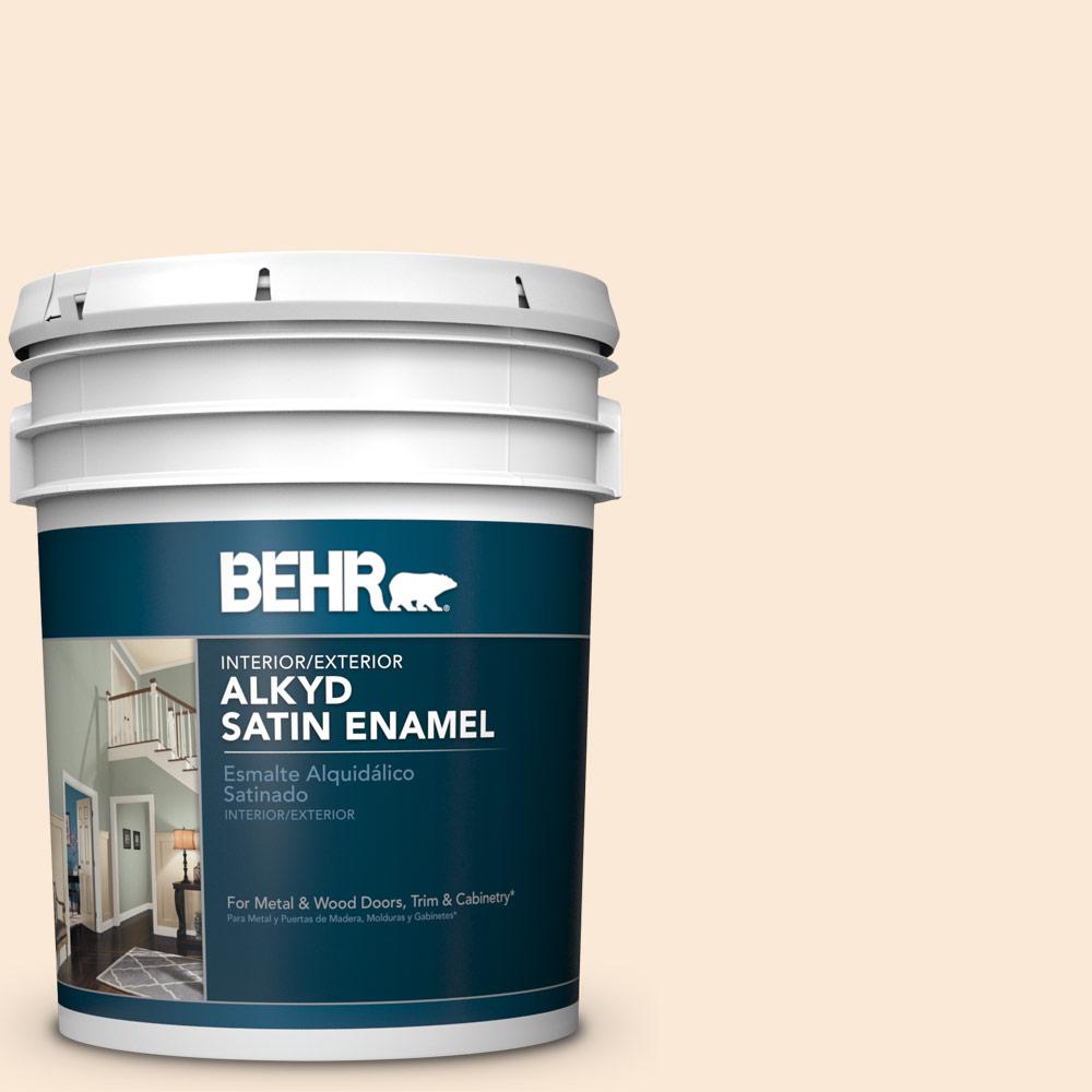 BEHR 5 gal. 270A1 Peach Fade Satin Enamel Alkyd Interior/Exterior