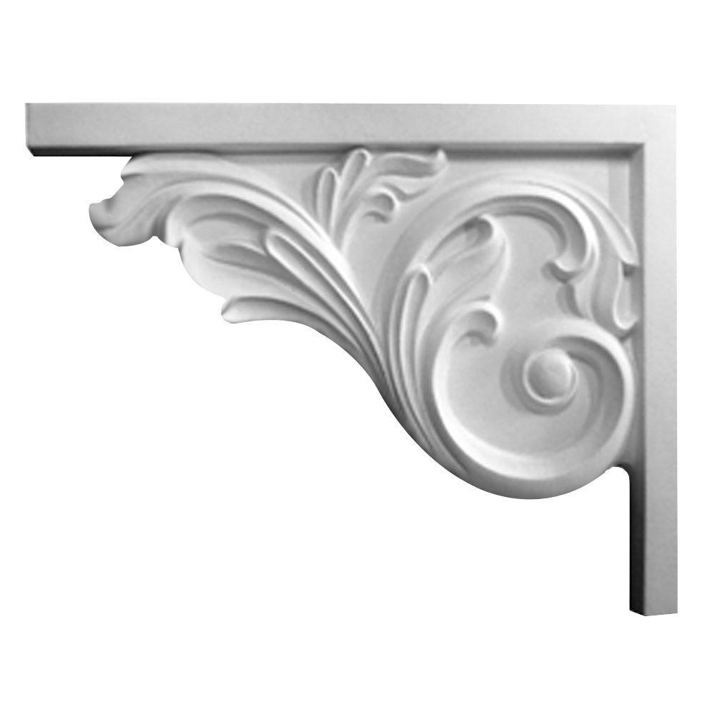 Ekena Millwork 5/8 in. x 83/4 in. x 75/8 in. Polyurethane Left Bremen Acanthus Stair Bracket