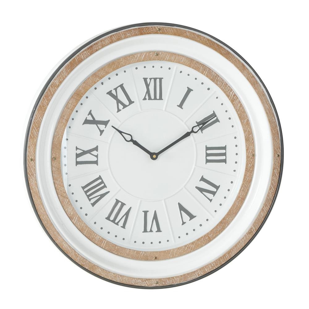 Litton Lane Large Round White And Gray Metal Wood Wall Clock With Roman Numerals 18963 The Home Depot - White Wall Clocks Large Litton Lane Large Round White And Gray Metal Wood Wall Clock With Roman Numerals 18963 The Home Depot - White Wall Clocks Large