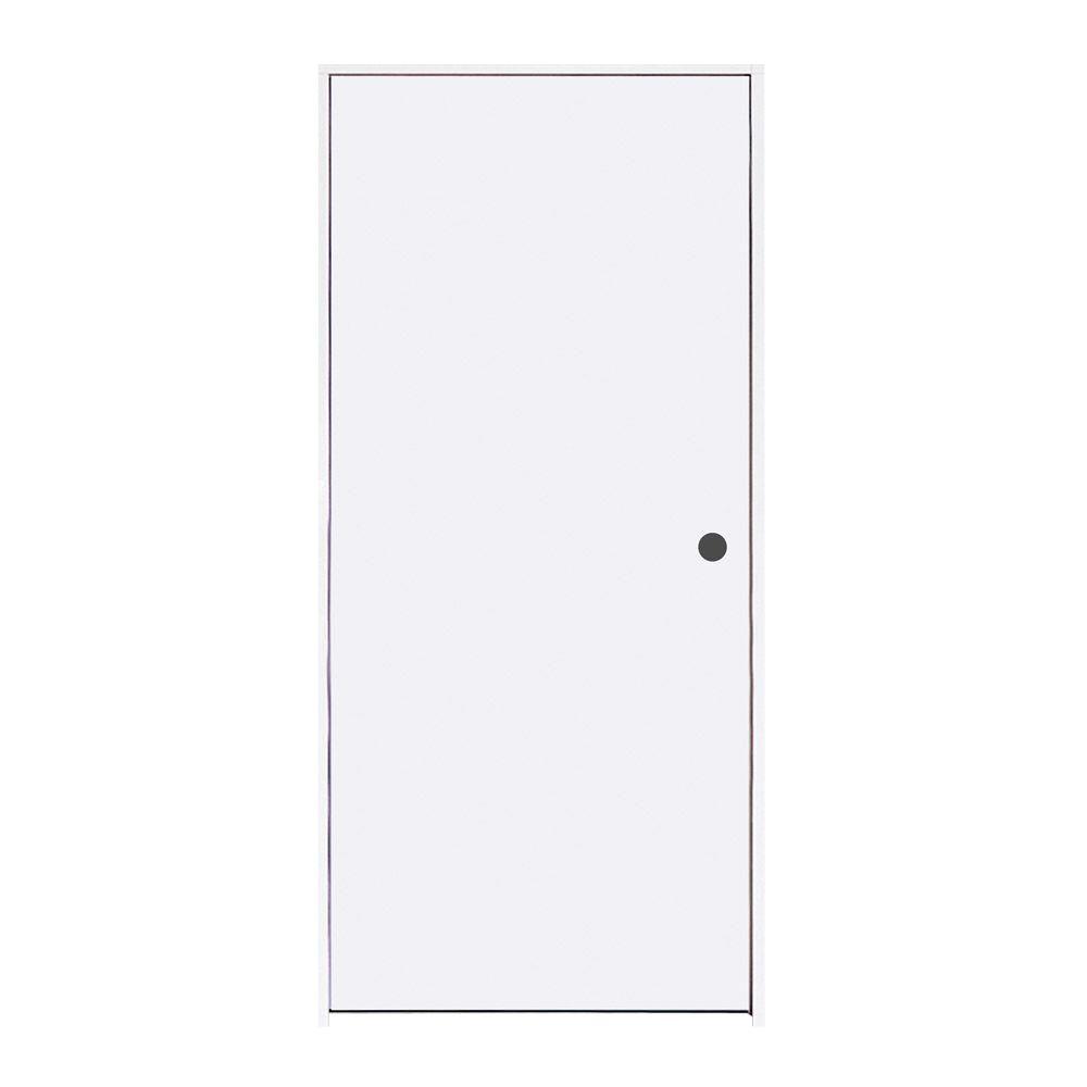 Jeld Wen 32 In X 80 In Primed Left Hand Flush Hardboard Single Prehung Interior Door