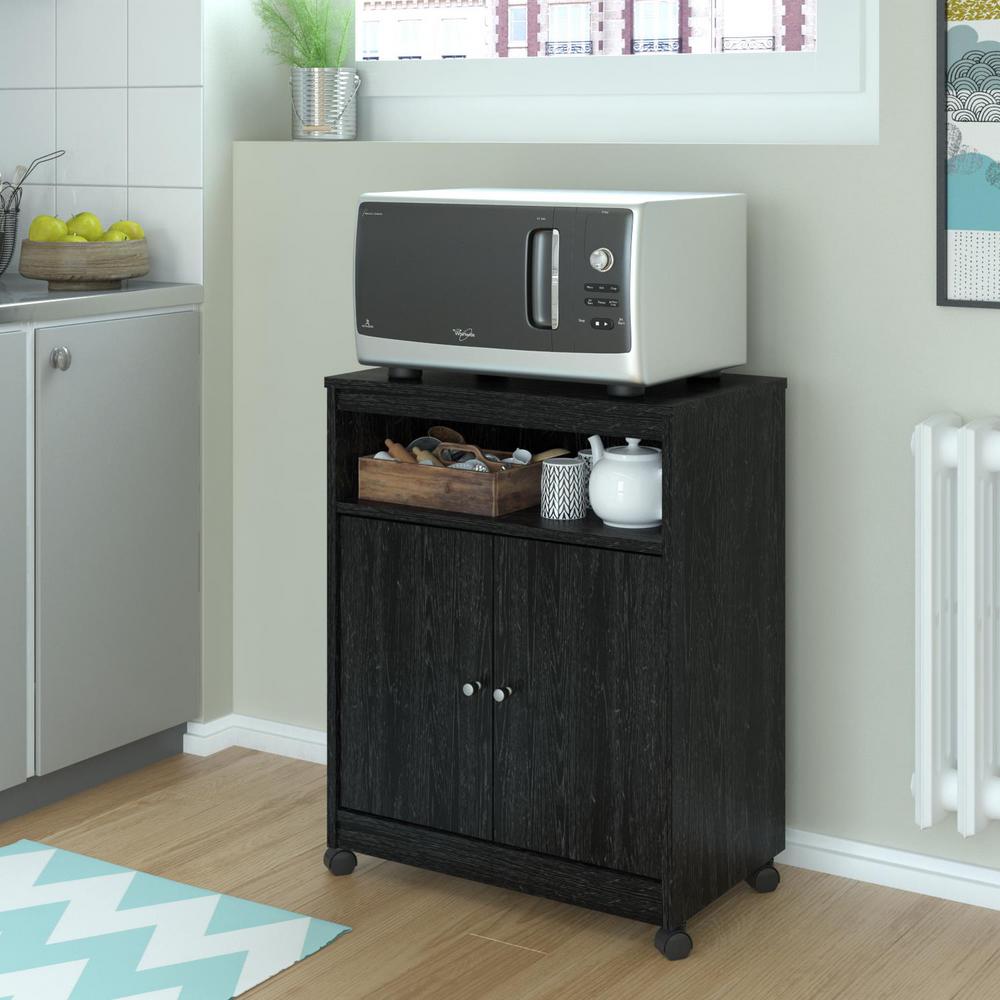 Altra Furniture Landry Black Ebony Ash Microwave Cart-5206026PCOM - The