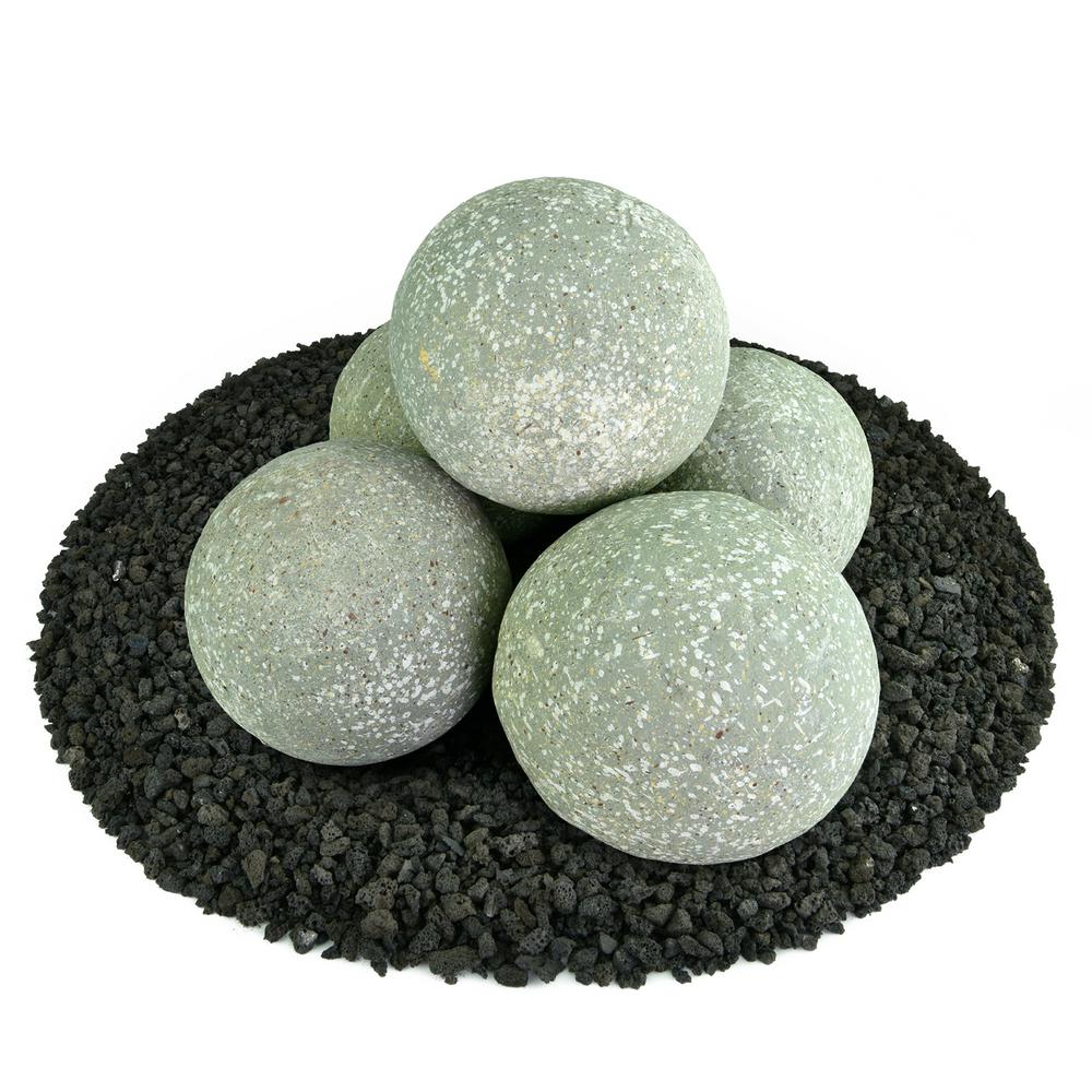 6 In Set Of 5 Ceramic Fire Balls In Pewter Gray Speckled 01 0421