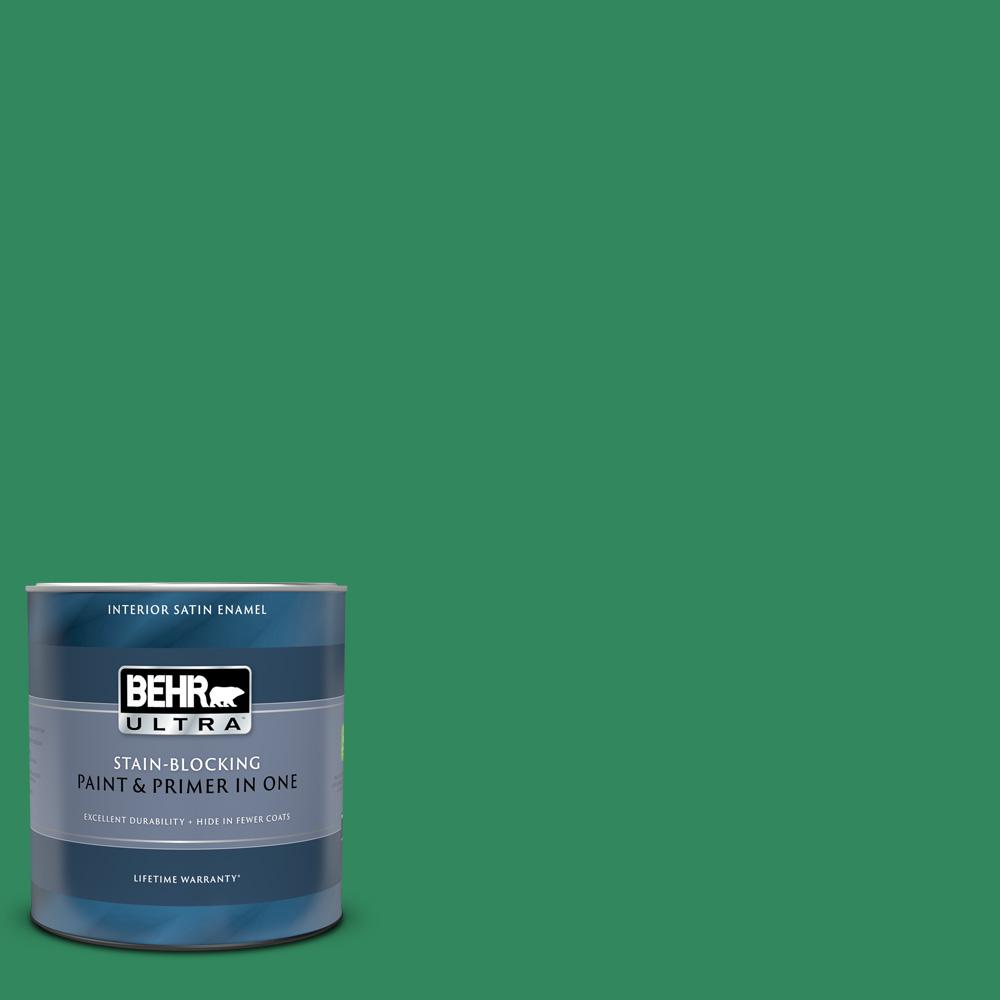 BEHR ULTRA 1 qt. P4206 Exquisite Emerald Satin Enamel Interior Paint