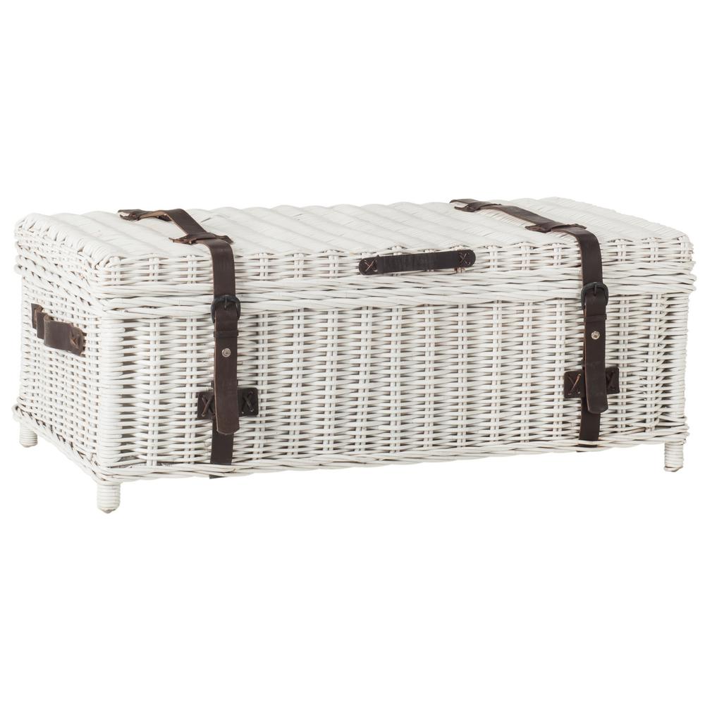 Safavieh Navarro 46 In White Large Rectangle Wicker Coffee Table With Lift Top Sea7022a The Home Depot - Black Rattan Trunk Coffee Table Safavieh Navarro 46 In White Large Rectangle Wicker Coffee Table With Lift Top Sea7022a The Home Depot - Black Rattan Trunk Coffee Table