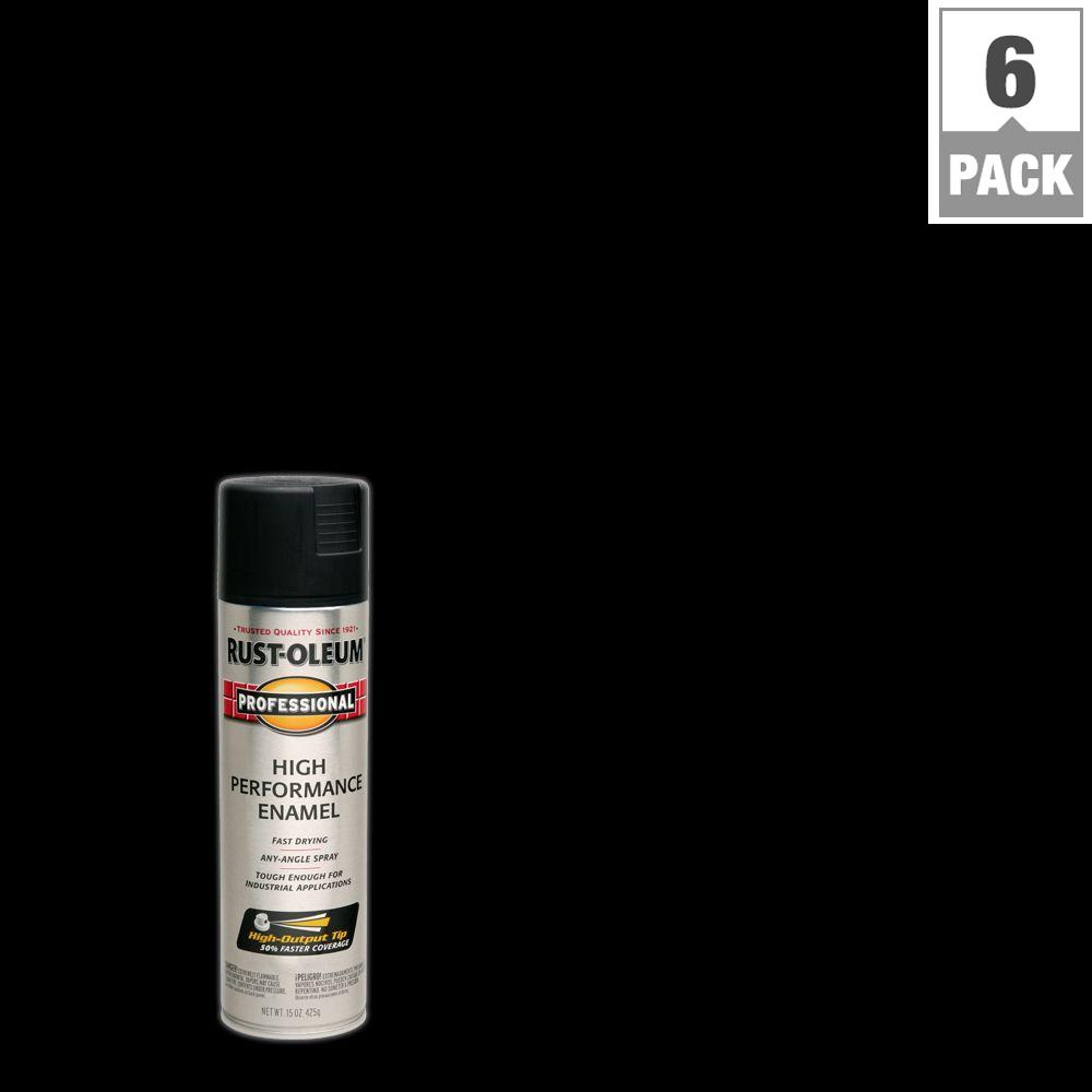 Rust Oleum Professional 15 Oz High Performance Enamel Semi Gloss High Performance Enamel Semi Gloss Black Spray Paint 6 Pack