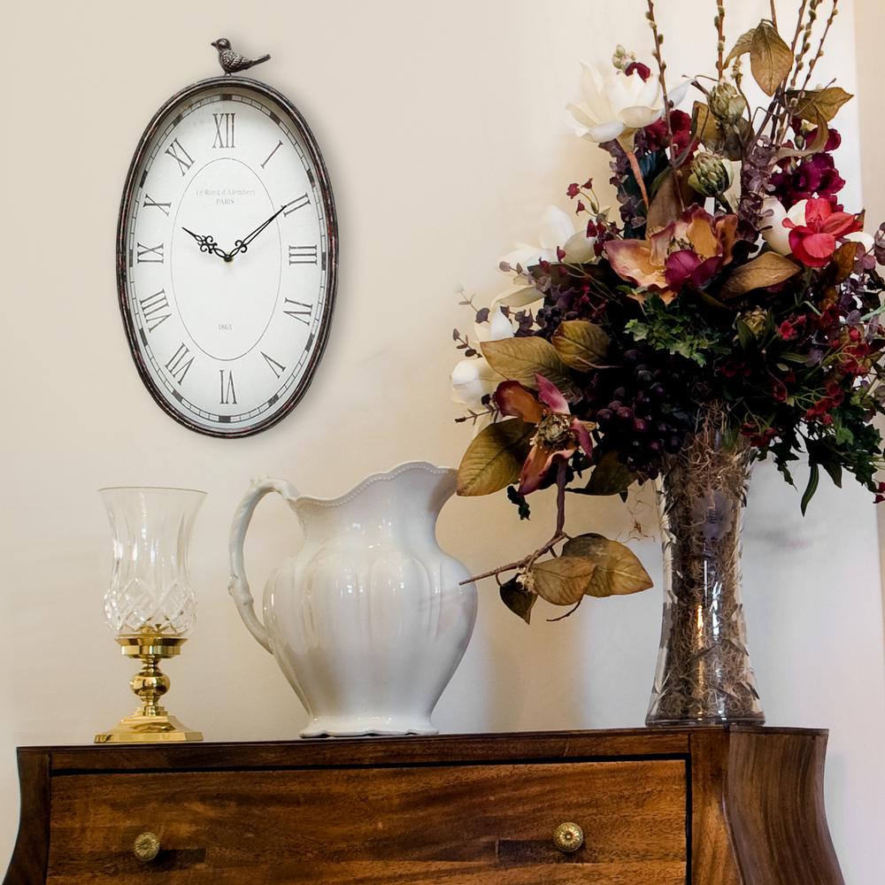 Stratton Home Decor Antique Oval Bird Clock Shd0009 The Depot Stratton Home Decor Antique Oval Bird
