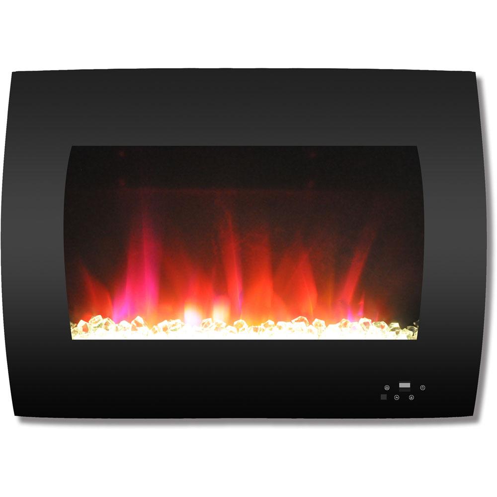 Hanover 26 In Curved Wall Mount Electric Fireplace In Black With