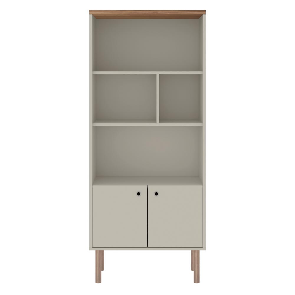 Luxor Hampton Off White And Nature 5 Shelf Modern Display Bookcase