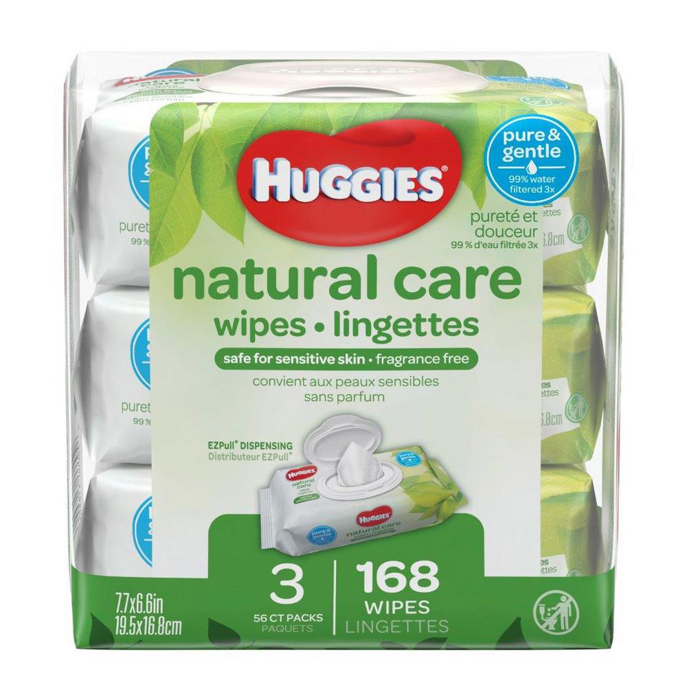 Huggies Natural Care Fragrance Free Baby Wipes (3-Pack, 56-Count)