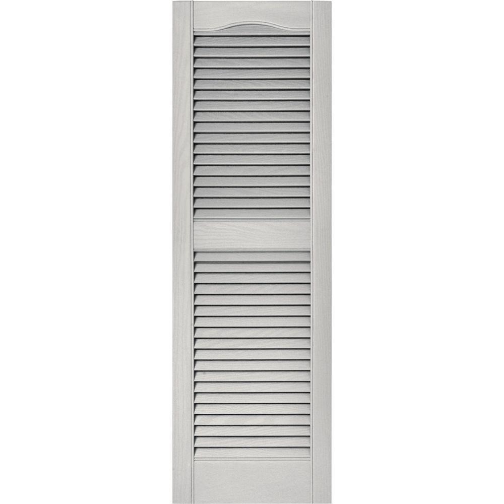 Builders Edge 15 In X 48 Louvered Vinyl Exterior Shutters Pair Louvered Vinyl Exterior Shutters Pair In 002 Black 010140048002 The Home Depot