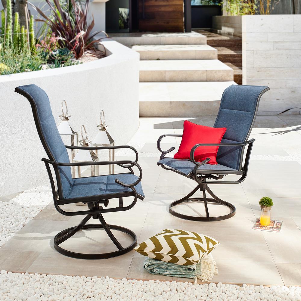 Outdoor Swivel Metal Height Chairs Patio Dining Chair with Cushion (Set