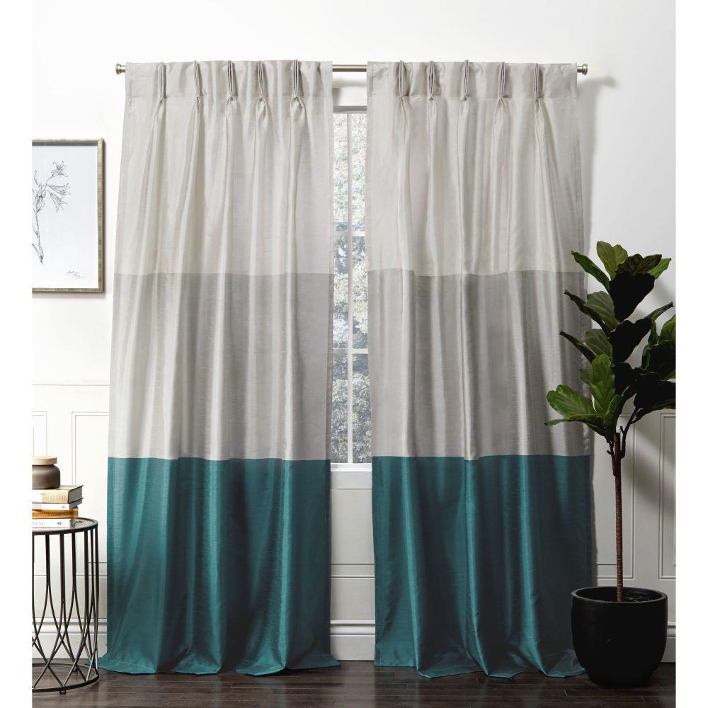 Exclusive Home Curtains Chateau Teal Room Darkening Triple Pinch Pleat