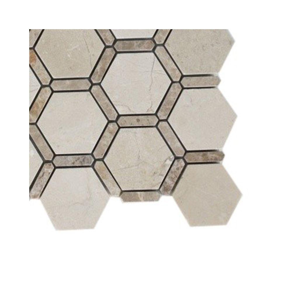 Ivy Hill Tile Ambrosia Crema Marfil and Light Emperador Stone Mosaic