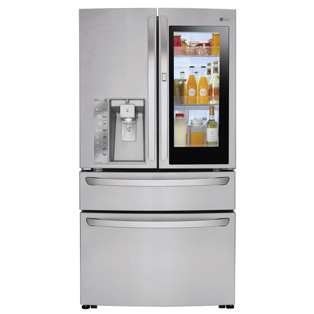 Lg Electronics 23 Cu Ft 4 Door French Door Smart Refrigerator With Instaview Door In Door In Stainless Steel Counter Depth Lmxc23796s The Home