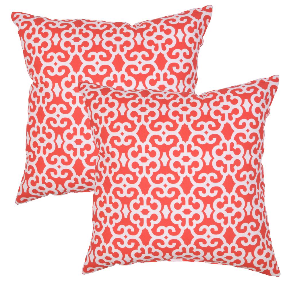 Plantation Patterns, LLC Ruby Trellis Square Outdoor Throw Pillow (2