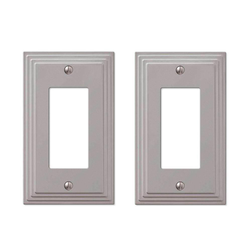 Hampton Bay Ascher 1 Decora Wall Plate in Brushed Nickel Steel (2Pack