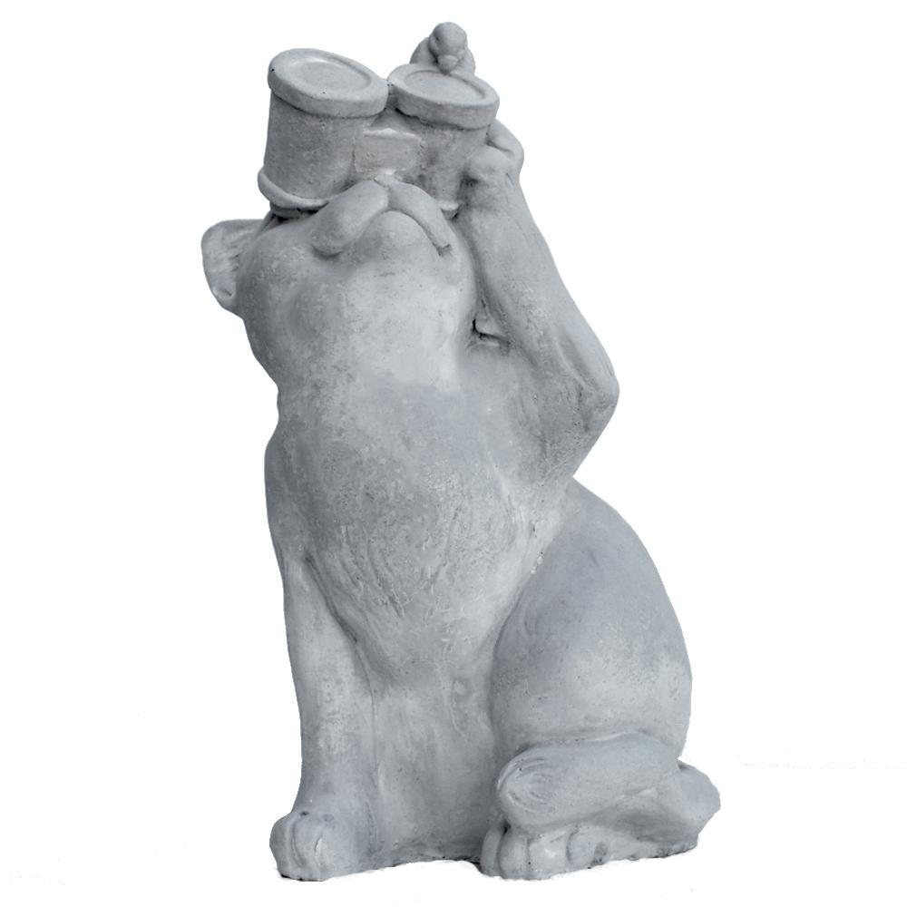 Cast Stone Contented Cat Garden Statue Antique Gray Gncct Ag