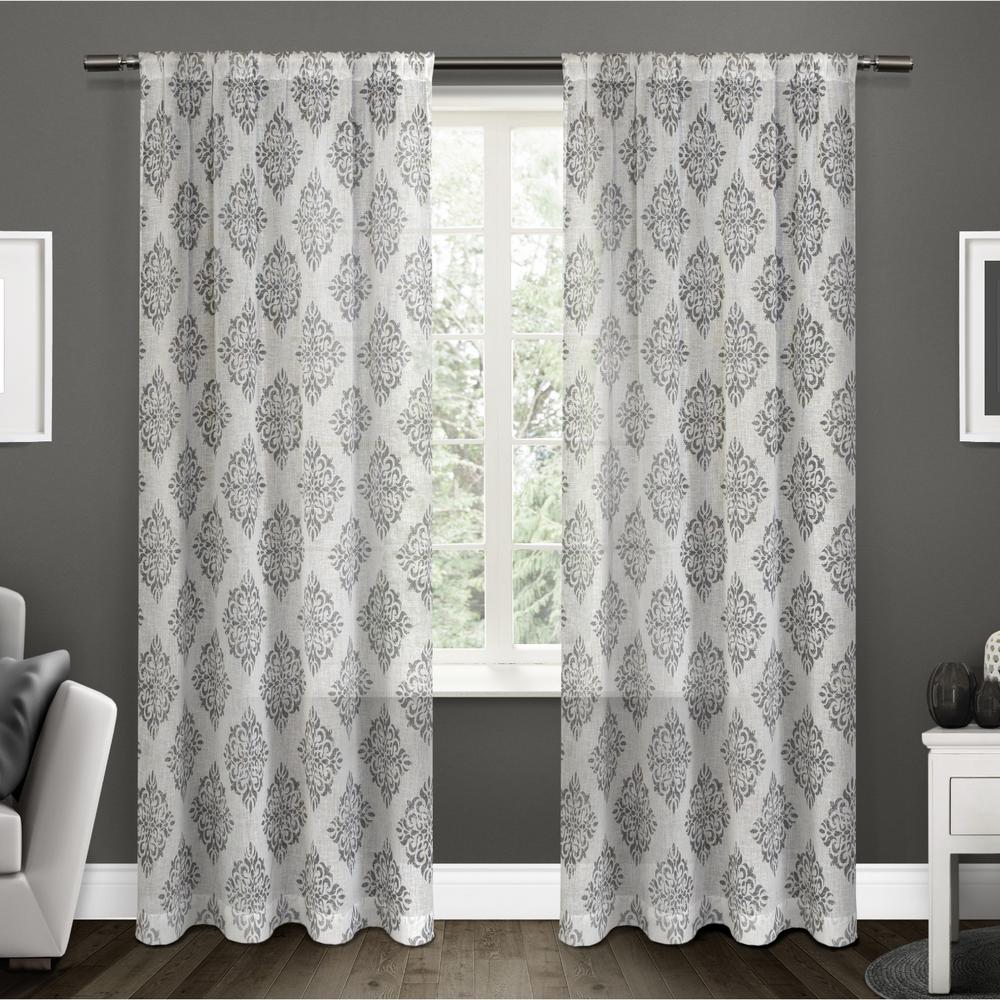 Nagano Black Pearl Medallion Belgian Linen Rod Pocket Top Window
