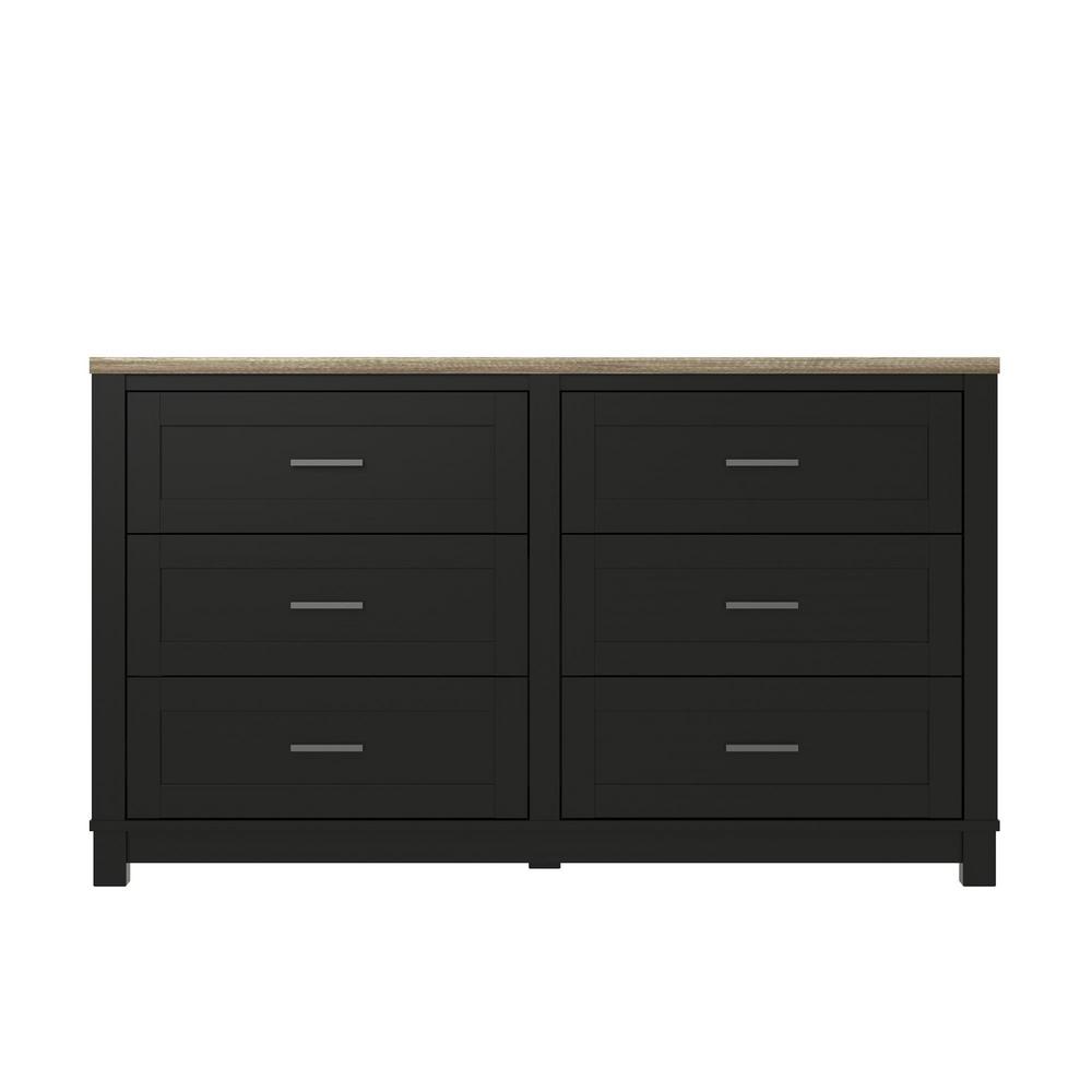 Ameriwood Viola 6-Drawer Black/Light Brown Dresser-HD64737 - The Home Depot