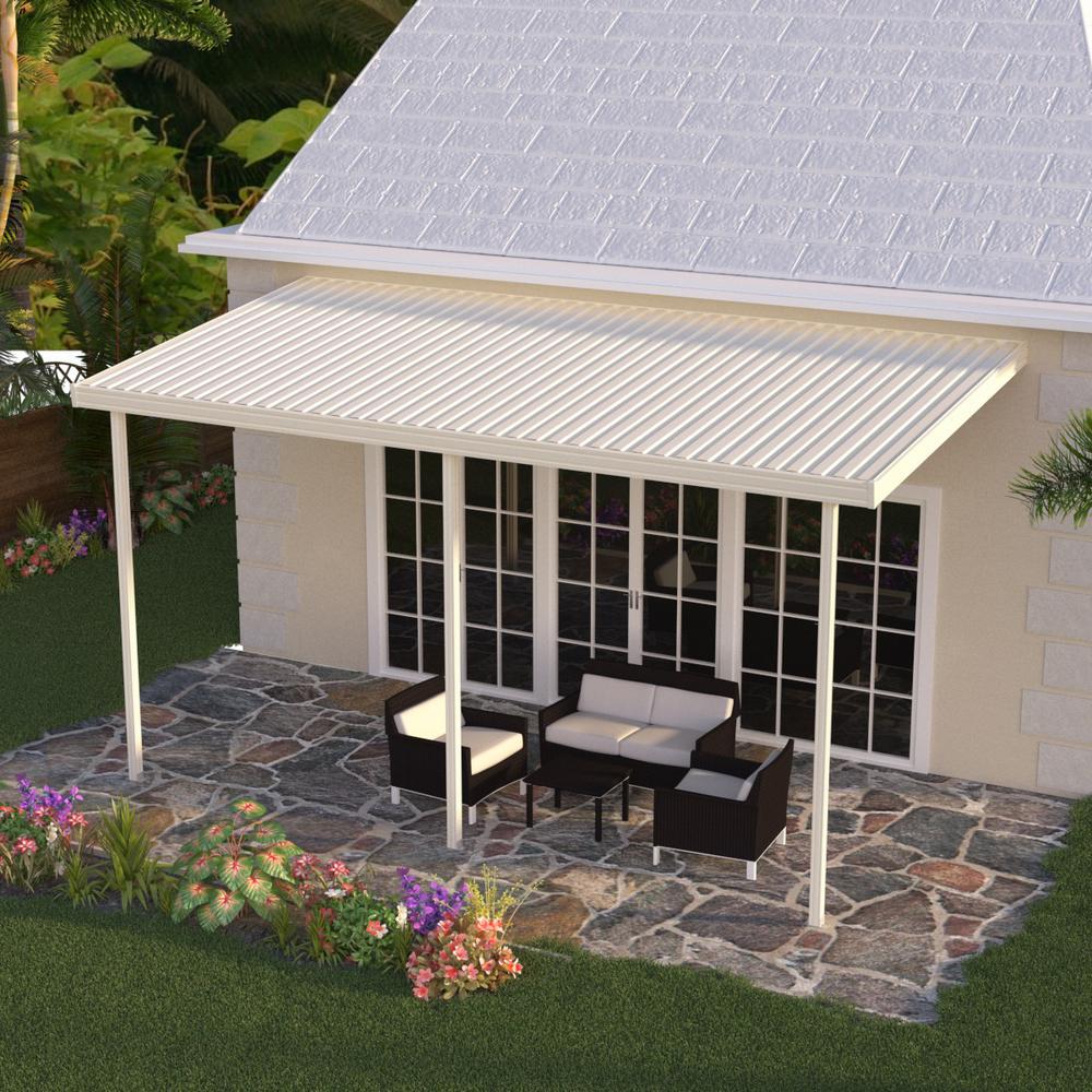 Integra 8 Ft X 14 Ft Ivory Aluminum Attached Solid Patio Cover