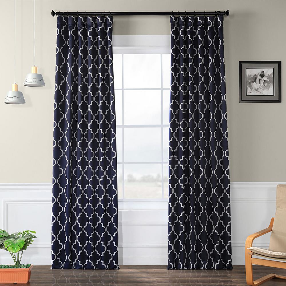 Exclusive Fabrics Furnishings Semi Opaque Seville Navy Blackout