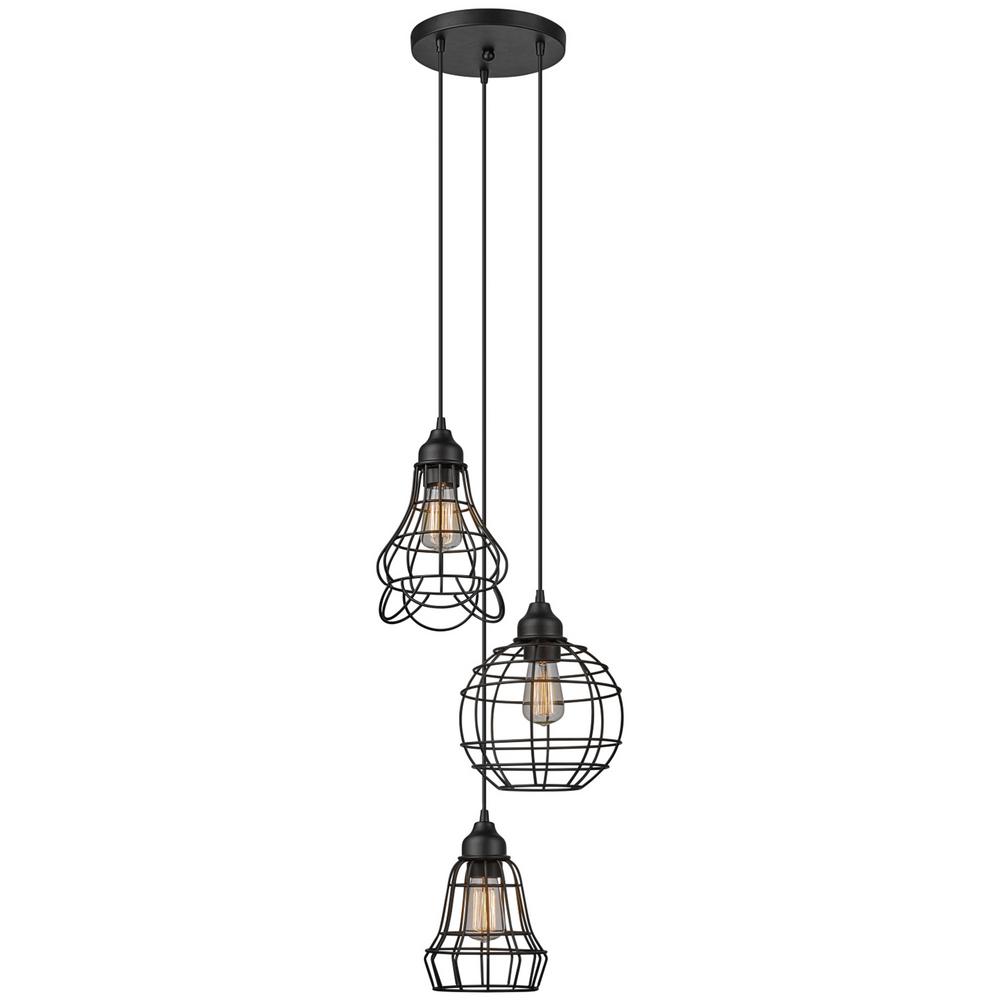 Cage Brass Globe Pendant Light globe electric jorah 3 light oil rubbed bronze cage cluster pendant