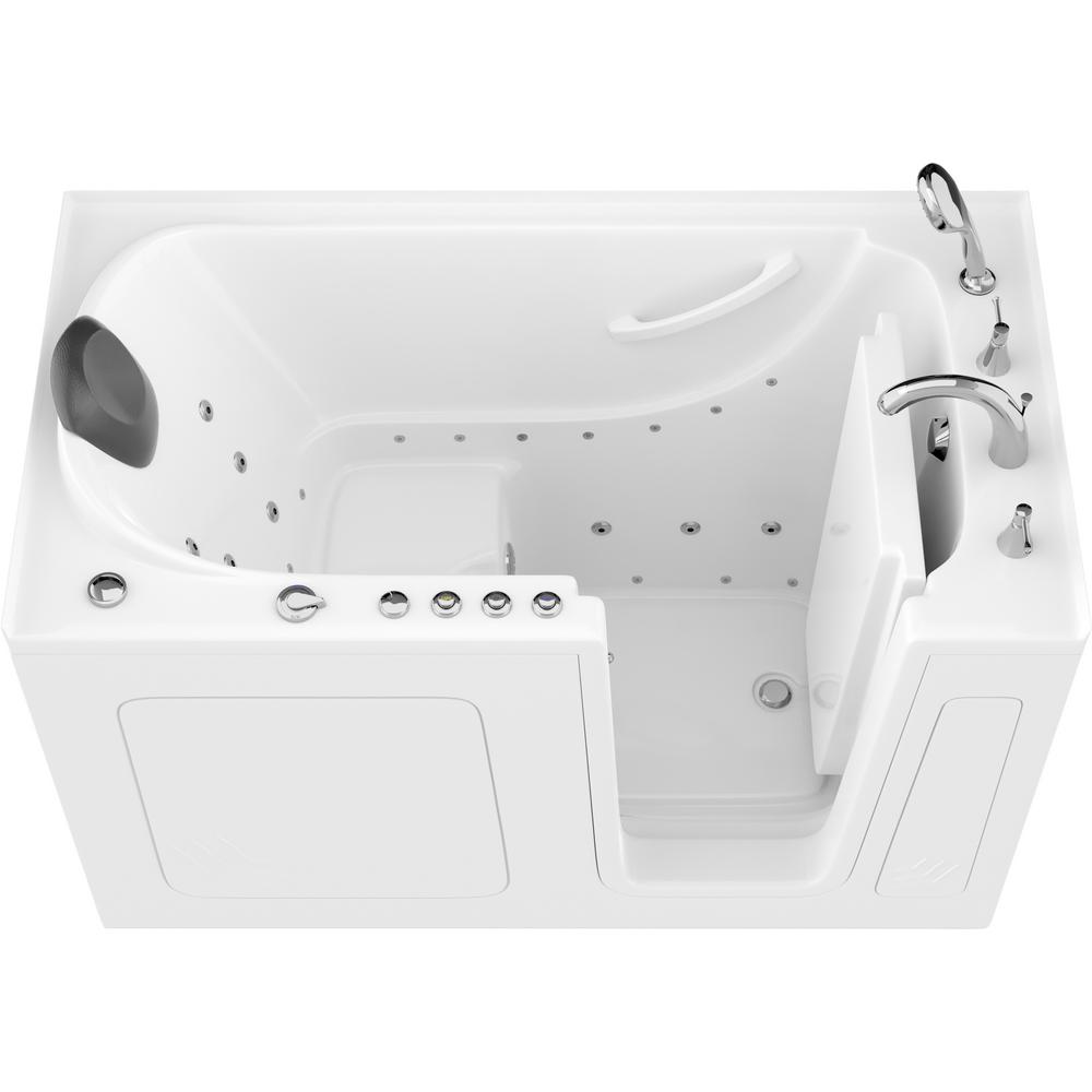 Universal Tubs Safe Premier 59.6 in. x 60 in. x 32 in. Right Drain Walk-in Air and Whirlpool Bathtub in White For Sale