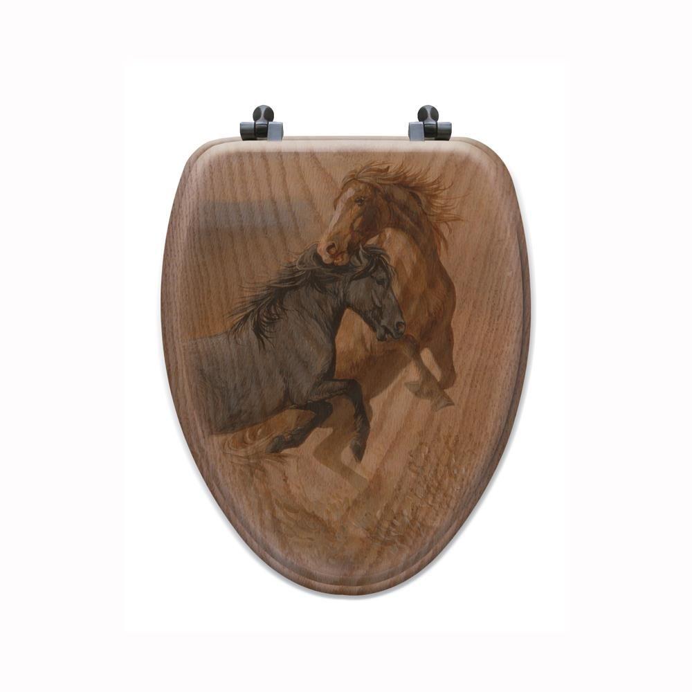 Challenged Elongated Closed Front Wood Toilet Seat In Oak Brown Ts