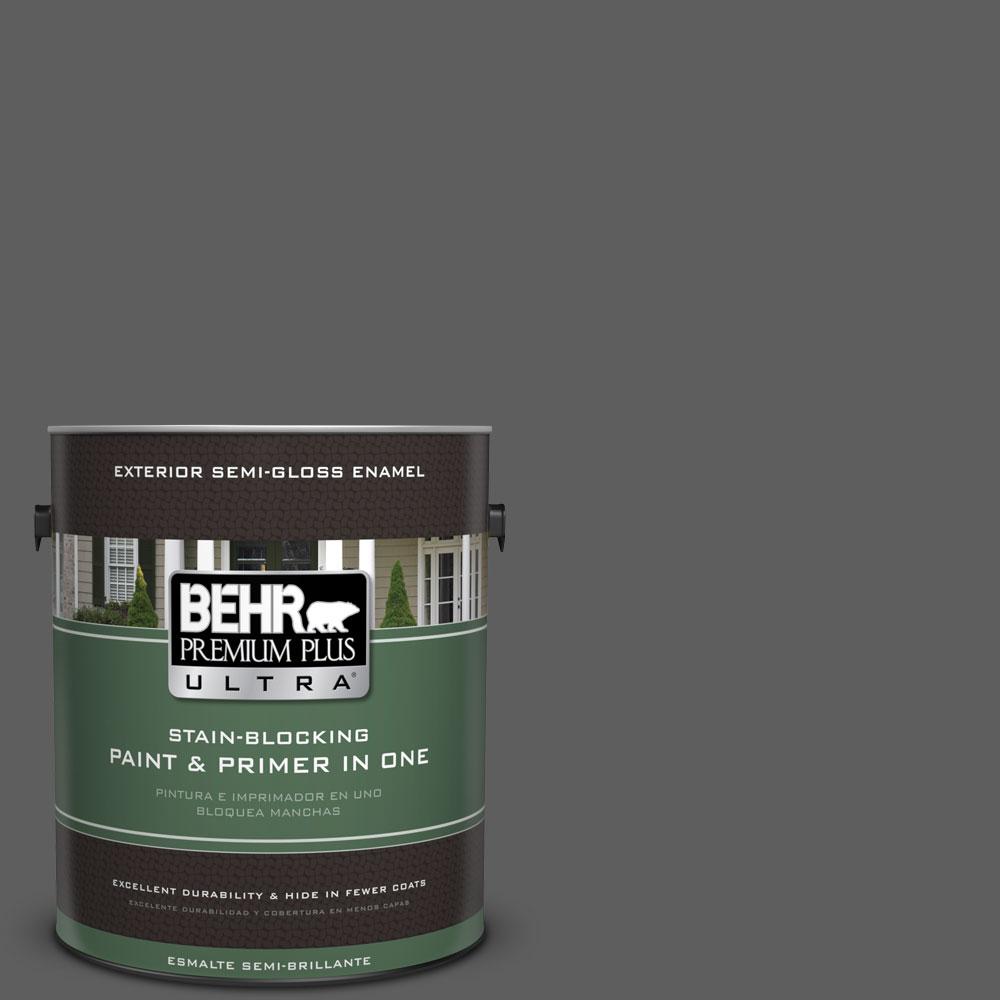 BEHR Premium Plus Ultra 1gal. N5206 Asphalt Gray SemiGloss Enamel