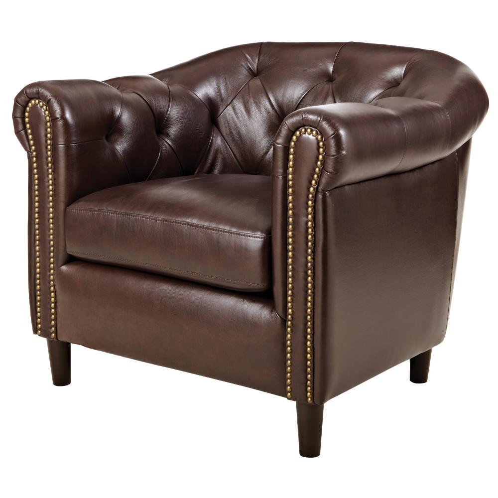 Home Decorators Collection Warin Chocolate Leather Club Chair