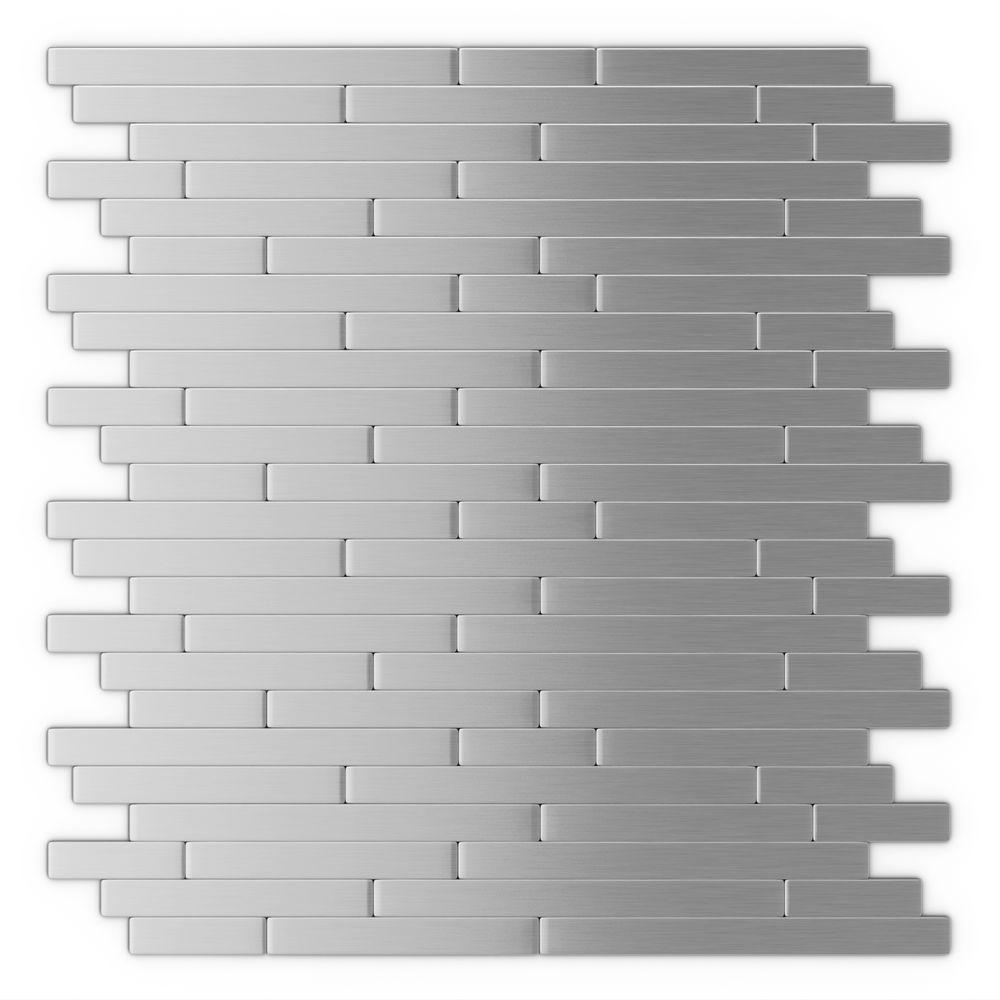Inoxia Sdtiles Linox 11 88 In X 12 Self Adhesive Inoxia Sdtiles Linox 11 88 In X 12 Self Adhesive Decorative Wall Tile Stainless Steel Usid811 1 The Home Depot