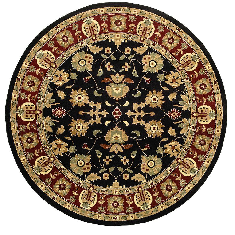 Round Lr Resources Area Rugs The Home Depot Adana Black Red 6 Ft Plush Indoor Round Area Rug