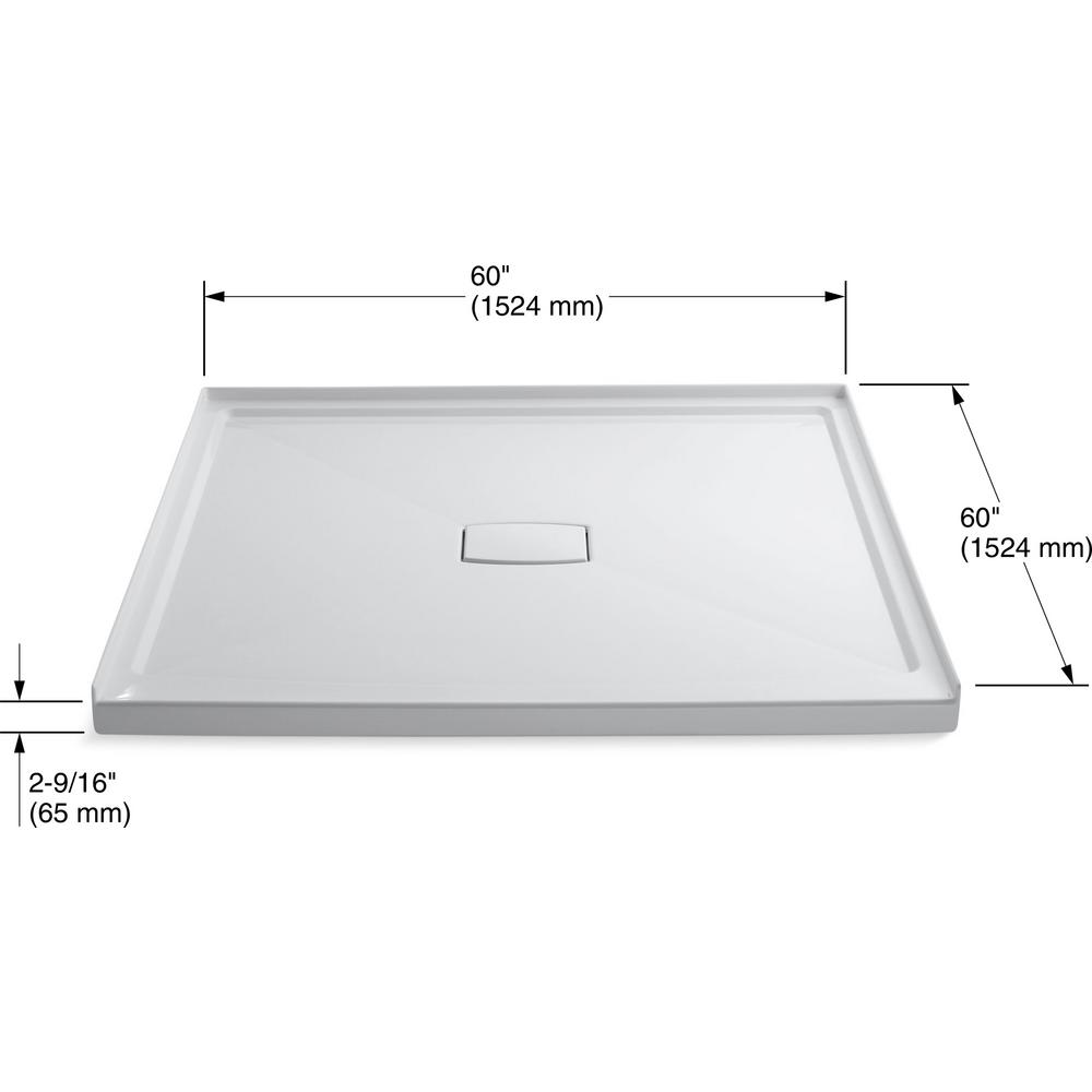 Kohler Archer 60 In X 60 In Single Threshold Shower Base With Center Drain In White K 9395 0 The Home Depot