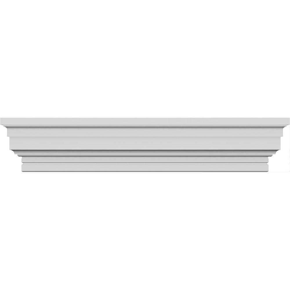 Width Width Ekena Millwork CRH14X30ST-DE 30 Bottom 35 1//4 Top Width x 13 3//4 H x 7//8 P Standard Crosshead w//Dentil Trim White