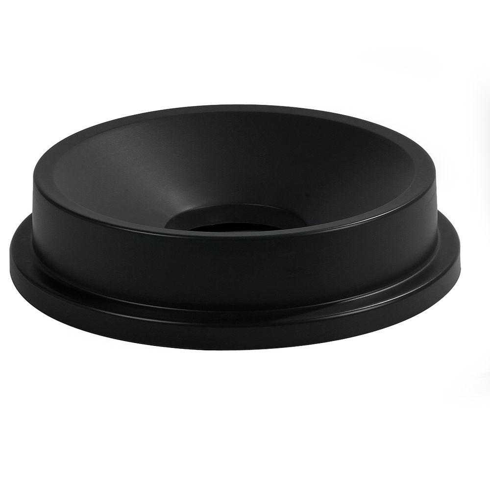 Carlisle Bronco 32 Gal. Black Round Trash Can Funnel Lid (4-Pack) by Carlisle