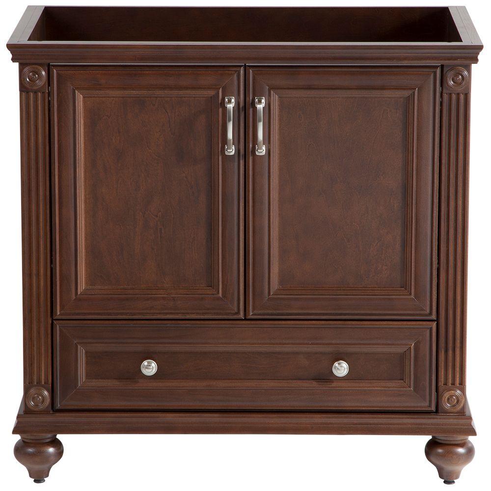36 Inch Vanities Home Decorators Collection Medium Brown Annakin 36 In W Bath Vanity Cabinet Only Cognac