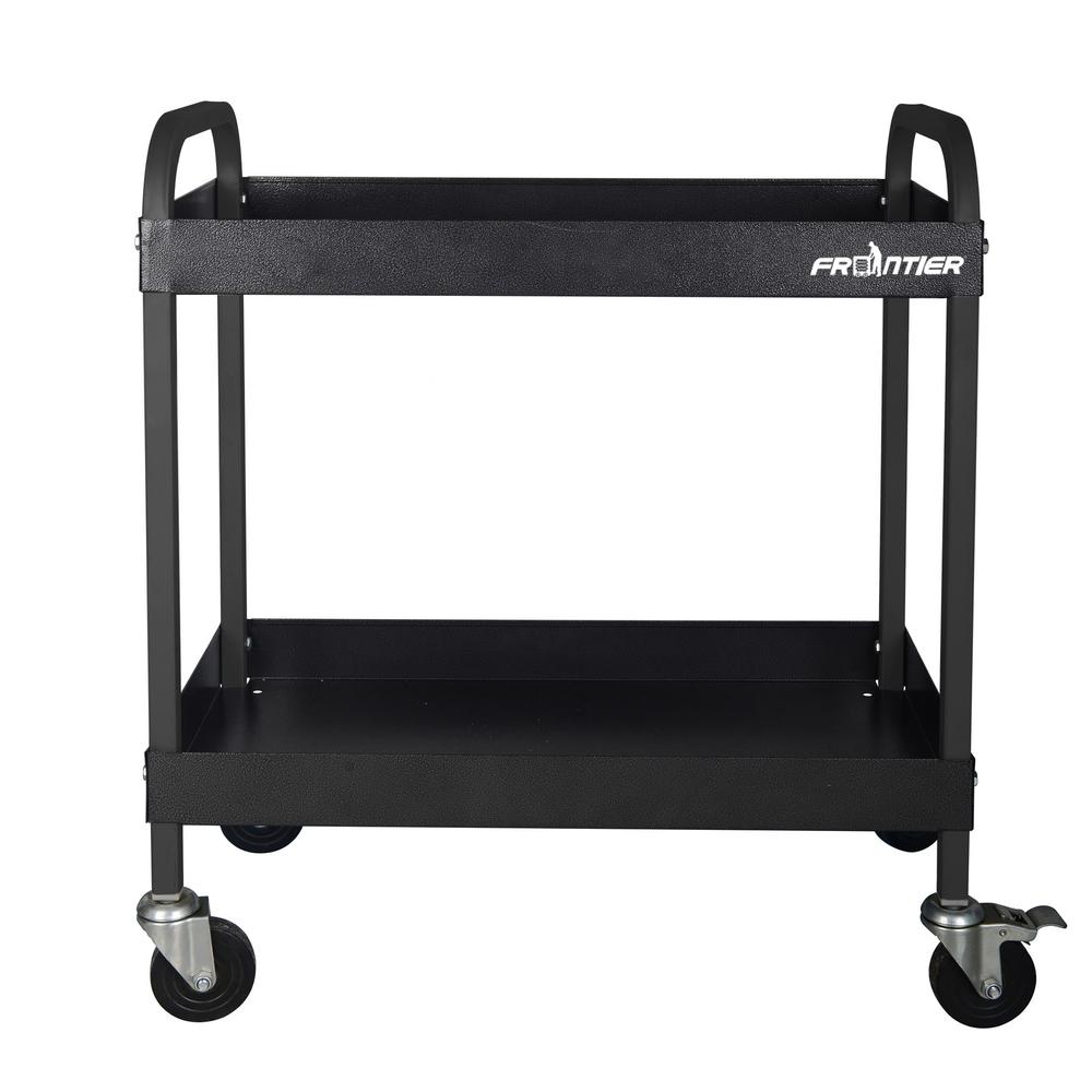 Frontier 30.25 in. 2Tray HeavyDuty Rolling Utility Tool Cart in Black