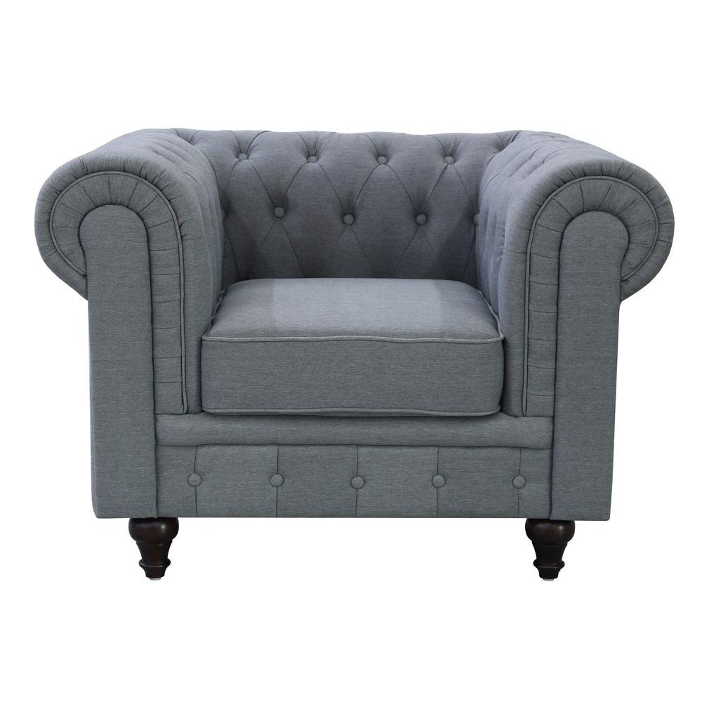 Grace Chesterfield Linen Fabric Upholstered On Tufted Chair Undefined Grace Chesterfield Linen Fabric Upholstered On Tufted Chair Grey