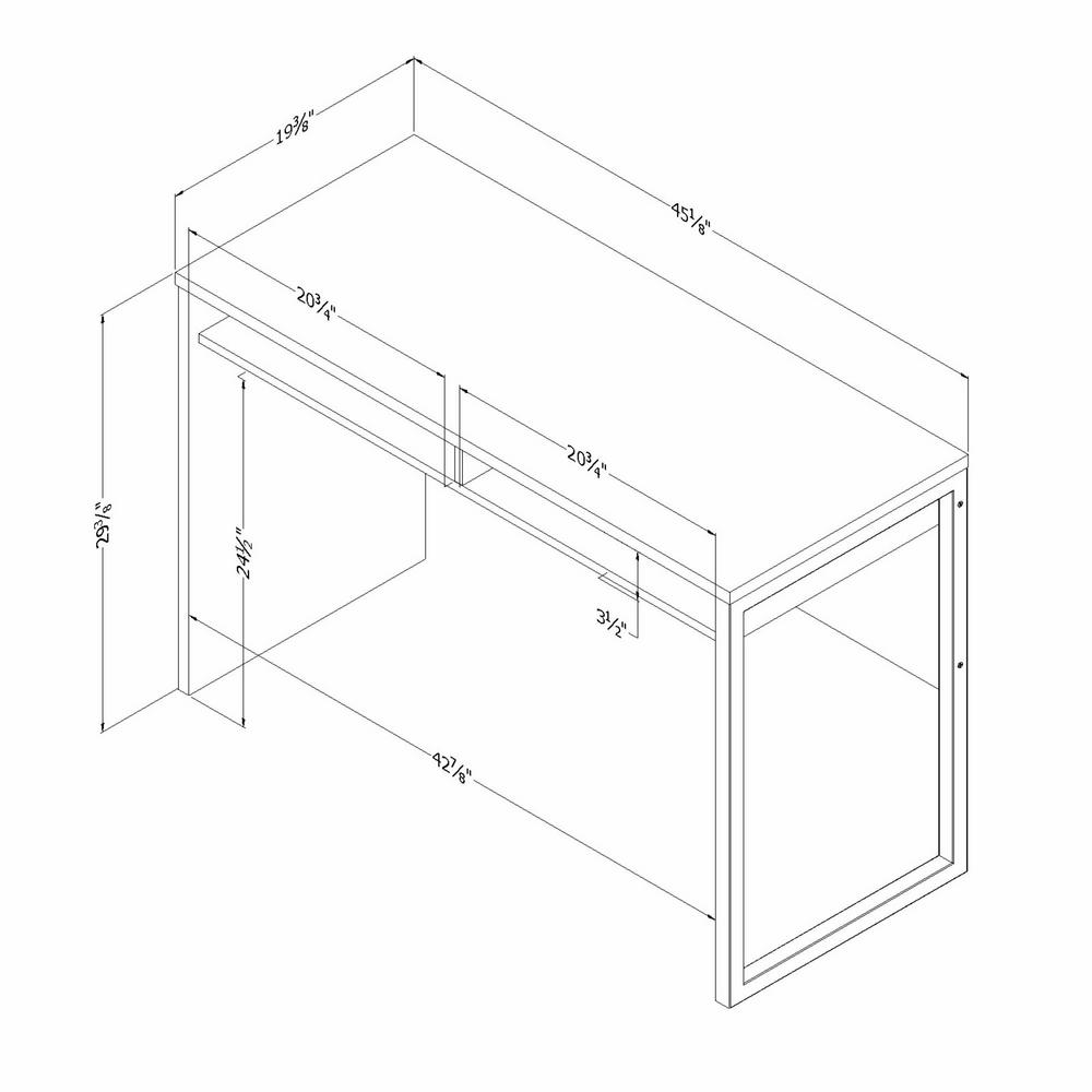 South Shore 47 5 In Rectangular Gray Oak Writing Desks With Open Storage 9026070 The Home Depot