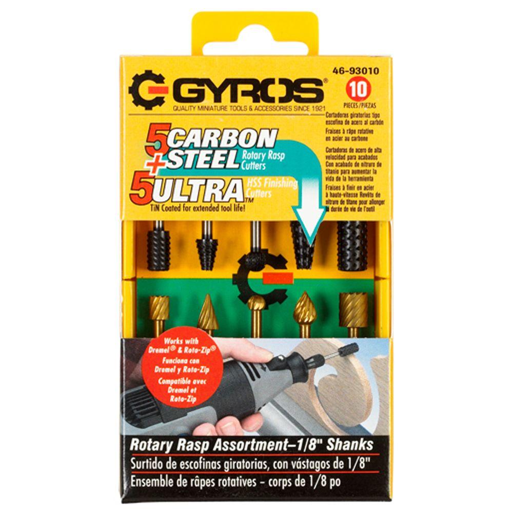 Gyros Rotary Rasp Cutter Assortment (10-Piece) by Gyros