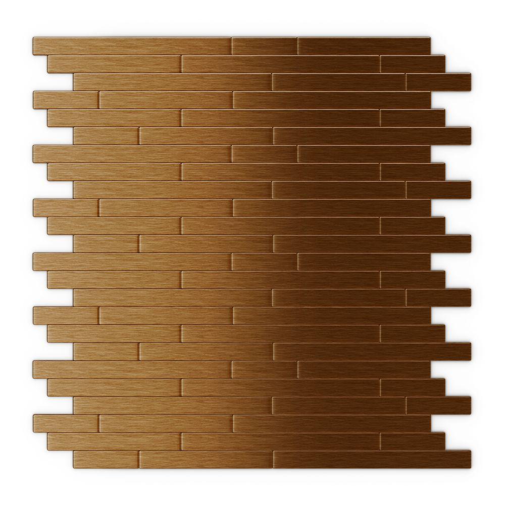 Inoxia Sdtiles Wally Dark Copper 12 09 In X 11 97 5 Mm Metal Self Adhesive Wall Mosaic Tiles