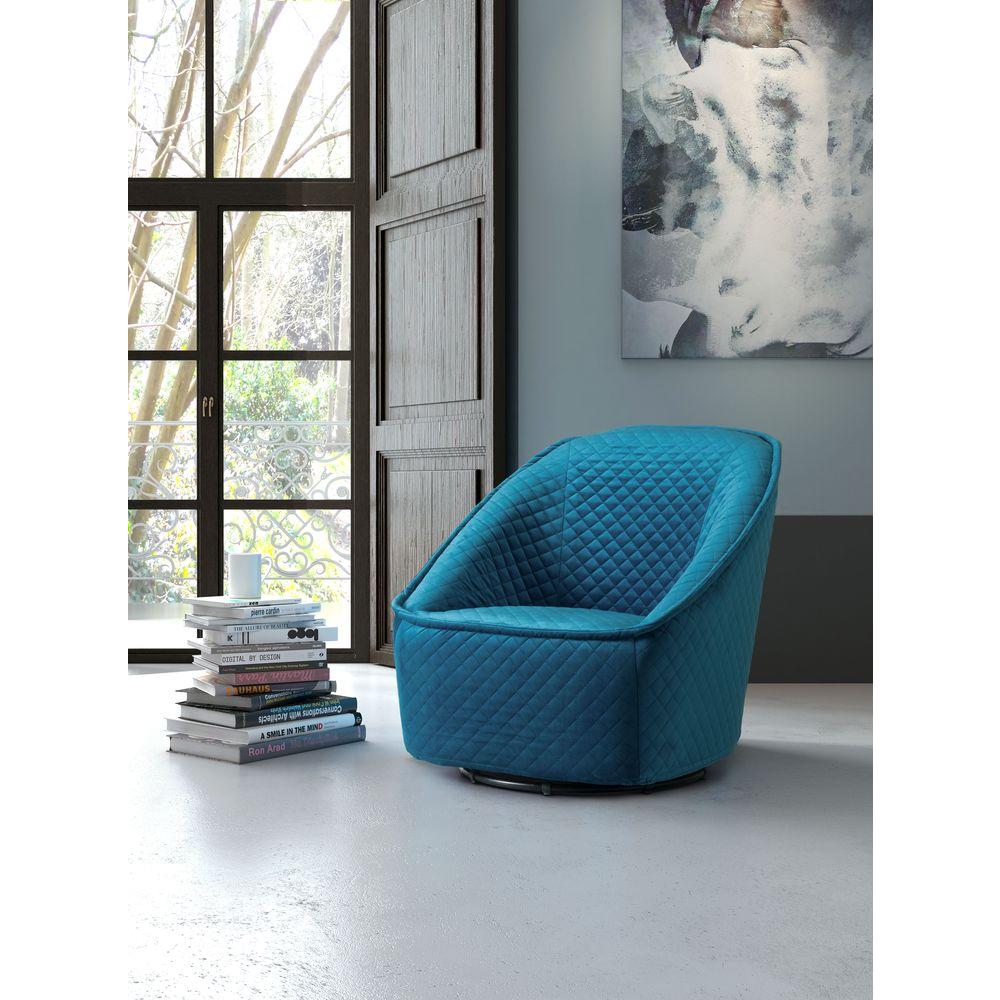 Zuo Pug Aquamarine Quilted Velvet Swivel Arm Chair 100251 The Home Zuo Pug Aquamarine Quilted Velvet Swivel Arm Chair