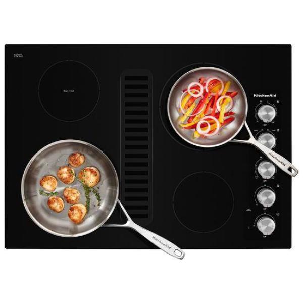 Kitchenaid 30 In Electric Downdraft Cooktop In Black With 4